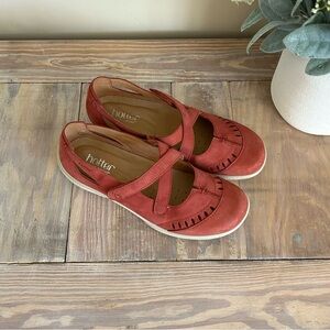 Hotter Rust/Coral Mary Jane Flats with Adjustable Strap✨